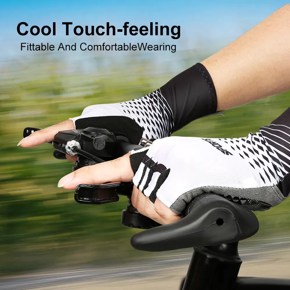 1Pair Cycling Bike Gloves,5MM Padded Half Finger Bicycle Gloves,Summer Road Bike Gloves for Cycling,Running,Working Out