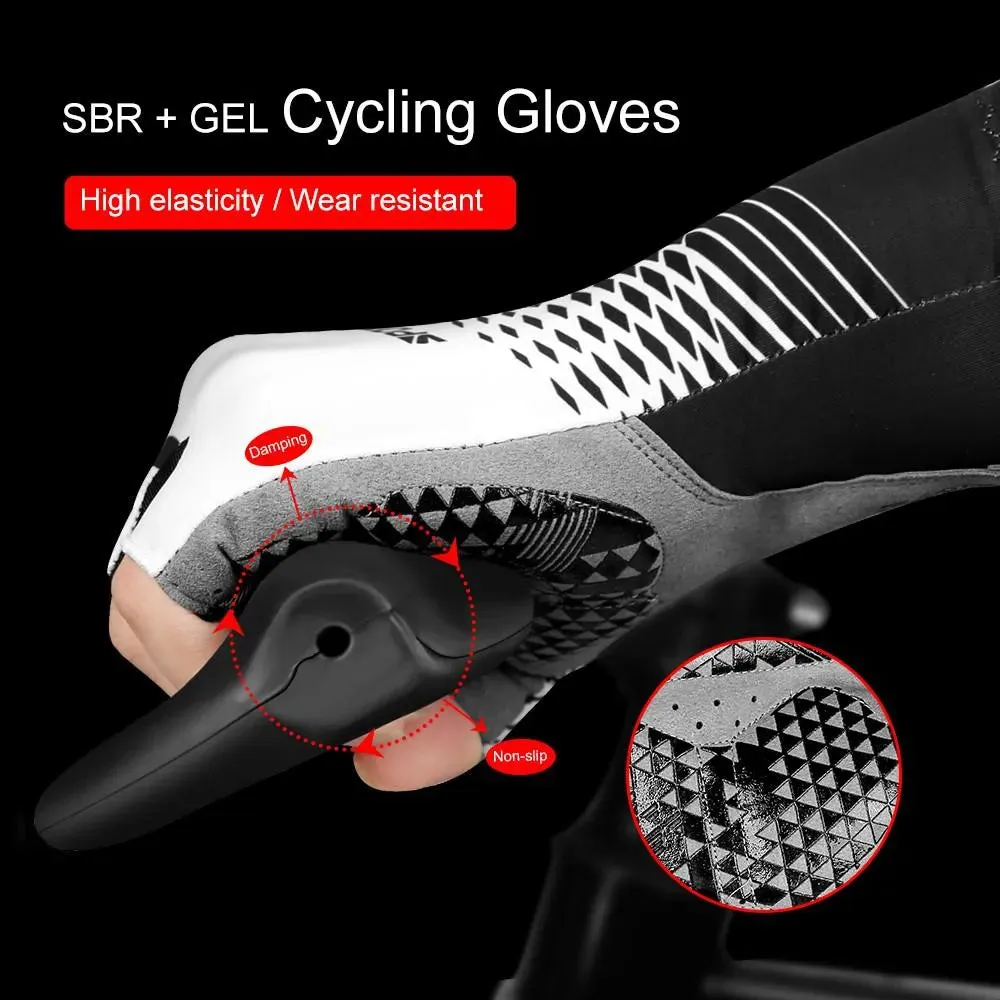 1Pair Cycling Bike Gloves,5MM Padded Half Finger Bicycle Gloves,Summer Road Bike Gloves for Cycling,Running,Working Out