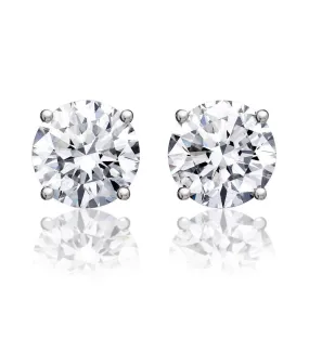 2 ct Round Brilliant Cut Diamond Stud Earrings