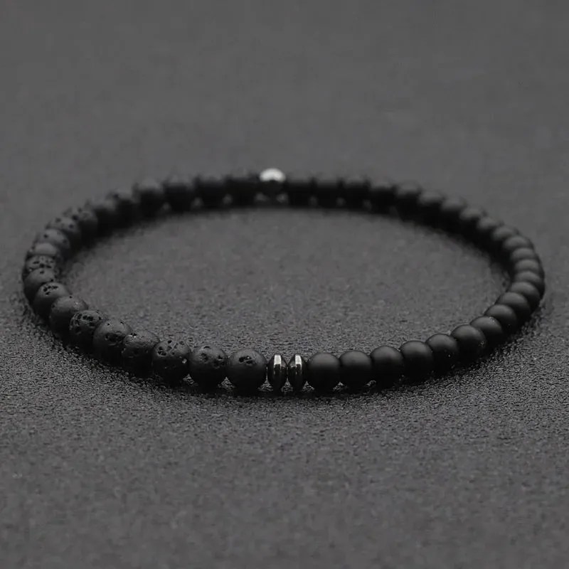 2024 4mm Beaded Bracelet Men Women Natural Agates Lava Stone Braclet Couple Brazalete Valentine's Braslet Beach Jewelry Pulseira