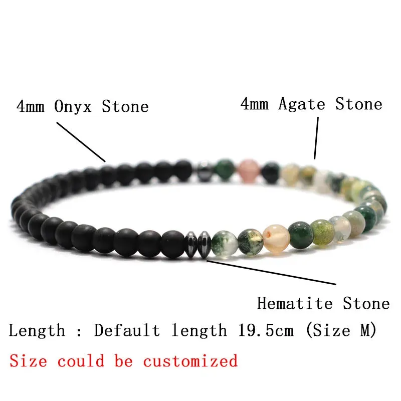 2024 4mm Beaded Bracelet Men Women Natural Agates Lava Stone Braclet Couple Brazalete Valentine's Braslet Beach Jewelry Pulseira