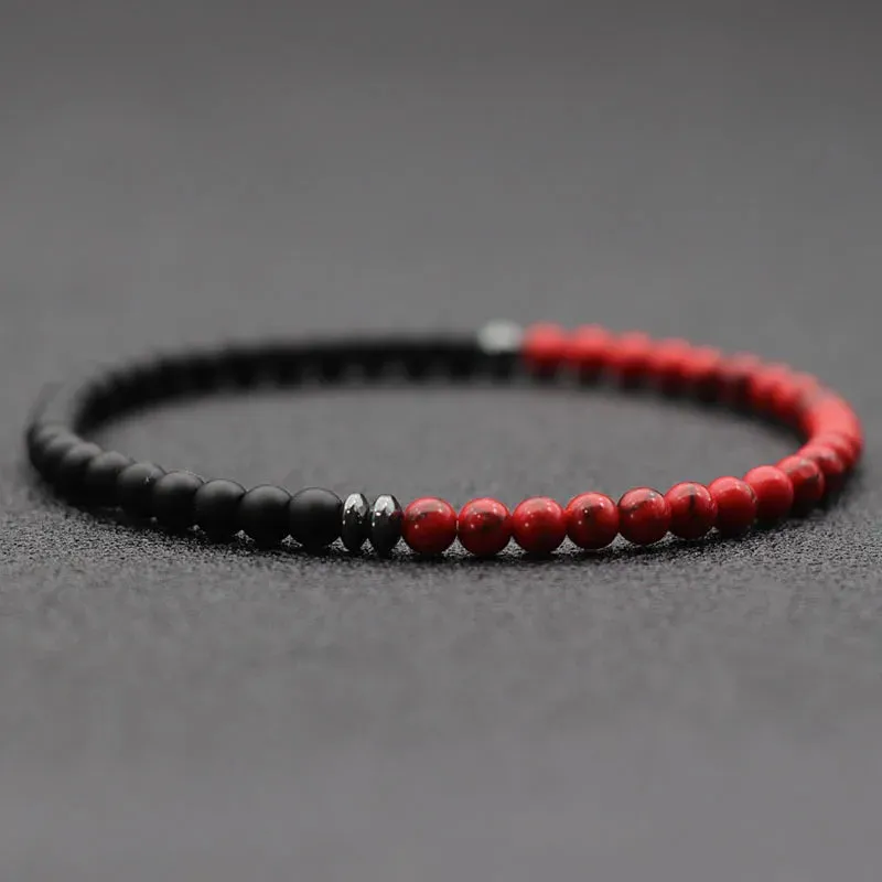 2024 4mm Beaded Bracelet Men Women Natural Agates Lava Stone Braclet Couple Brazalete Valentine's Braslet Beach Jewelry Pulseira