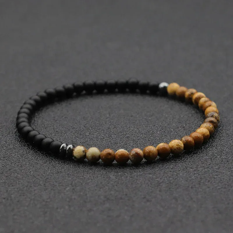 2024 4mm Beaded Bracelet Men Women Natural Agates Lava Stone Braclet Couple Brazalete Valentine's Braslet Beach Jewelry Pulseira