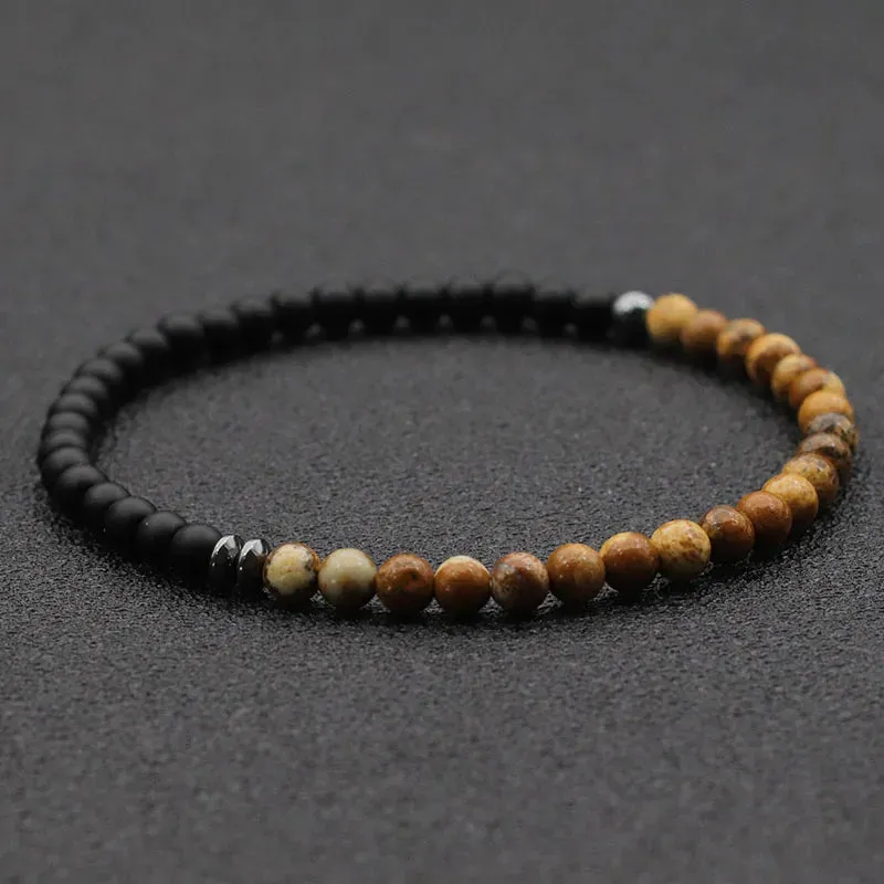 2024 4mm Beaded Bracelet Men Women Natural Agates Lava Stone Braclet Couple Brazalete Valentine's Braslet Beach Jewelry Pulseira