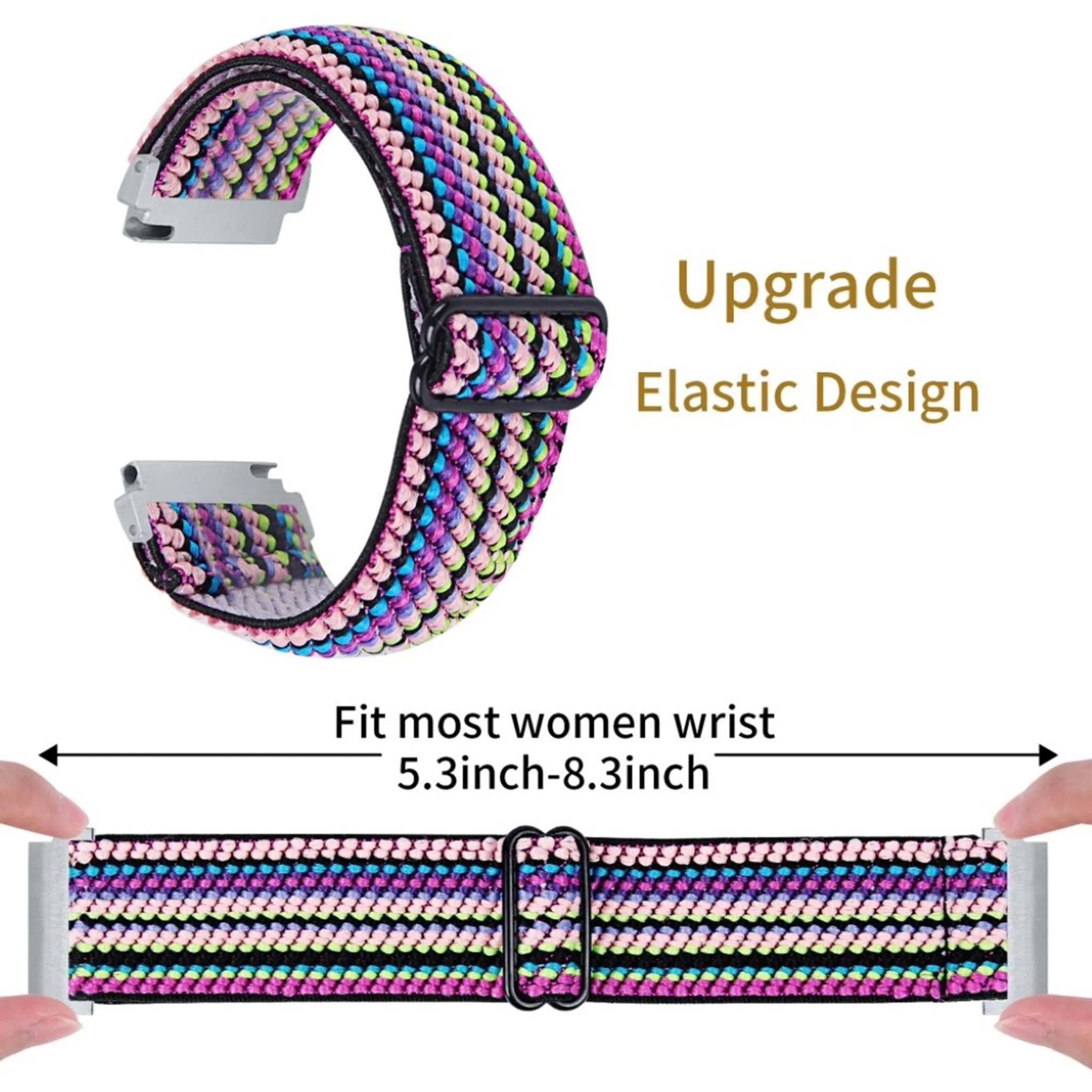 20mm Samsung Galaxy Watch 3 (41mm) / Watch Active / Gear S2 elastic pattern watch band - Multi-colored weave pattern