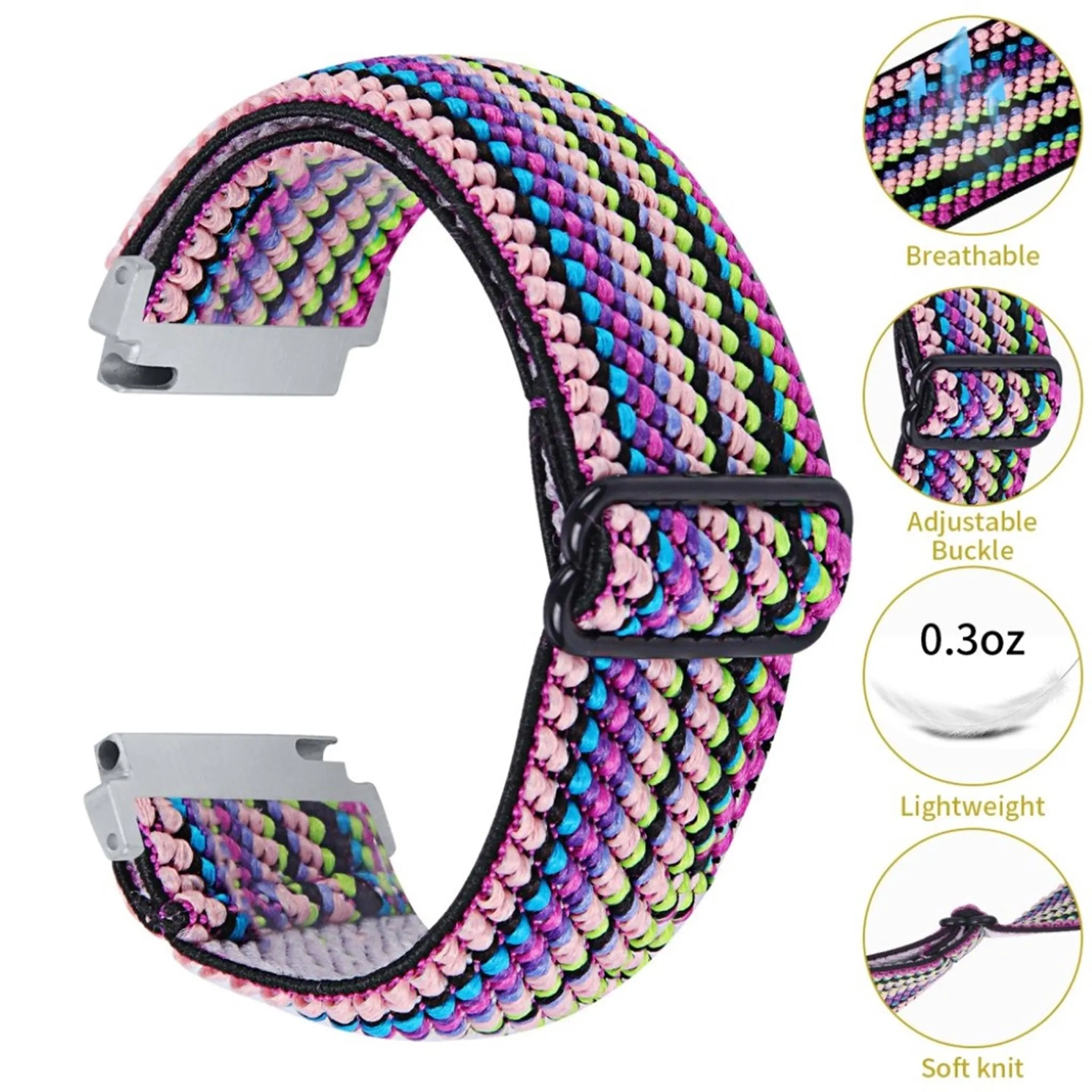 20mm Samsung Galaxy Watch 3 (41mm) / Watch Active / Gear S2 elastic pattern watch band - Multi-colored weave pattern