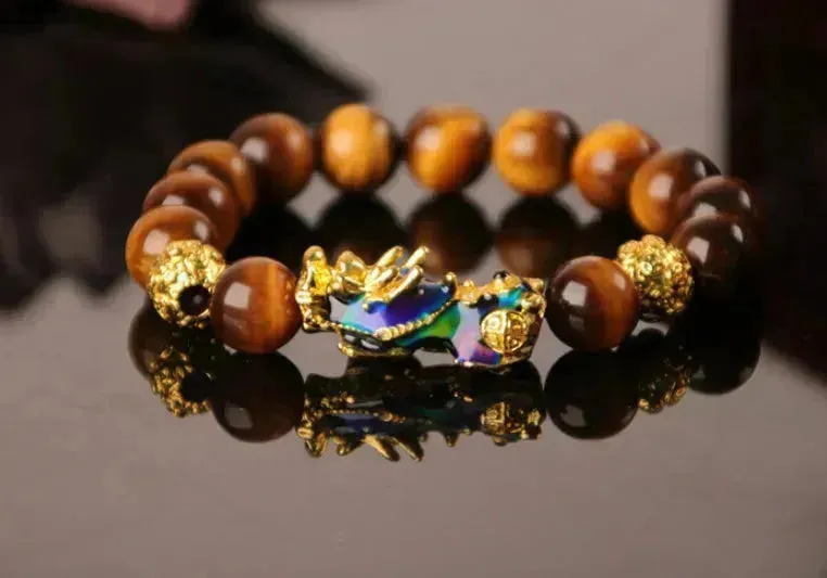 3D Gold Plated PiXiu Crystal Beaded Bracelet