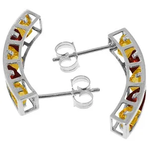 4.5 Carat 14K Solid White Gold Earrings Natural Citrine Garnet