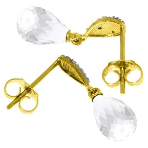 4.53 Carat 14K Solid Yellow Gold Splendid White Topaz Diamond Earrings