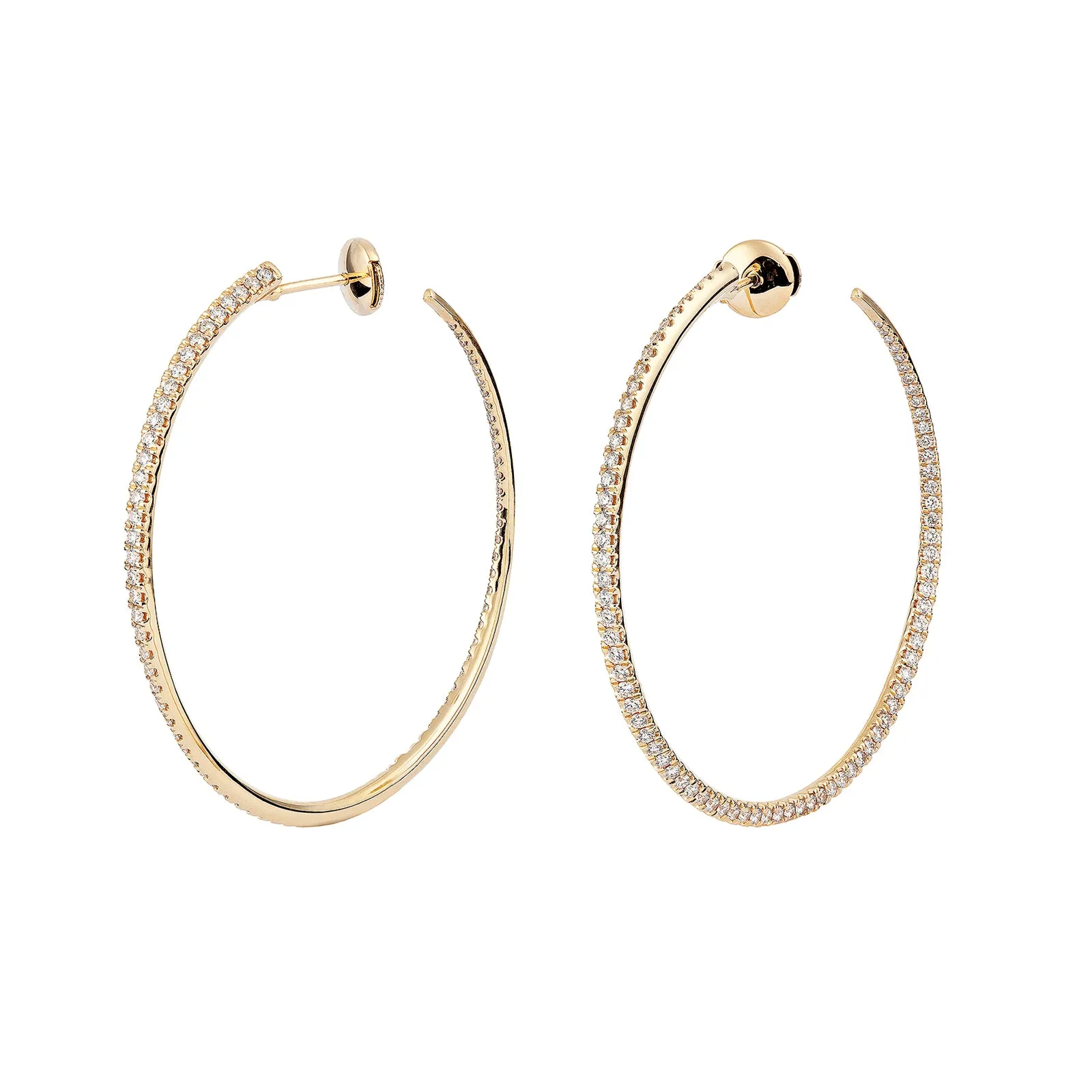 45mm Twisted Creole Diamond Earrings - Yellow Gold