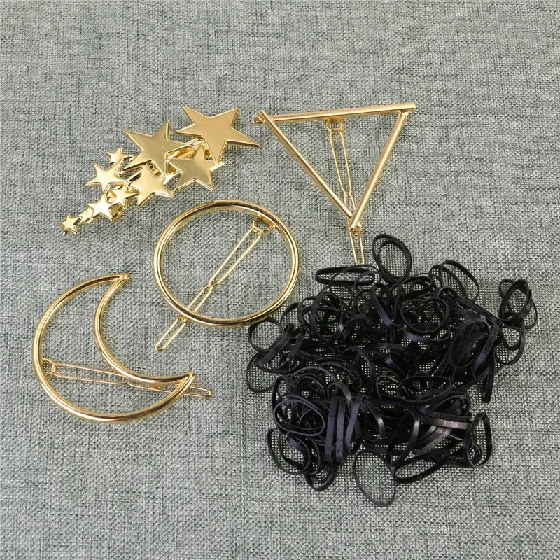 4pcs Minimalist Gold Geometric Metal Hairpins