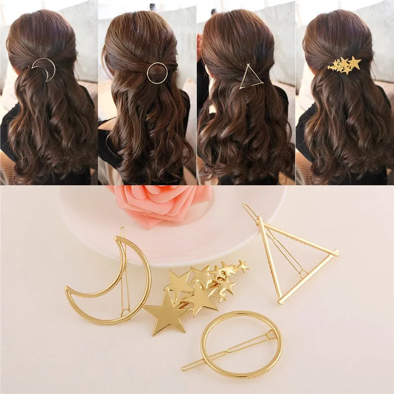 4pcs Minimalist Gold Geometric Metal Hairpins