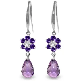 5.51 Carat 14K Solid White Gold Sentimental Amethyst Diamond Earrings