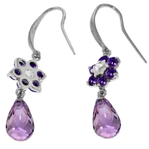 5.51 Carat 14K Solid White Gold Sentimental Amethyst Diamond Earrings