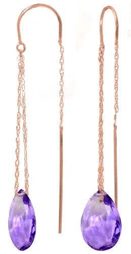 6 Carat 14K Solid White Gold Long Way Home Amethyst Earrings