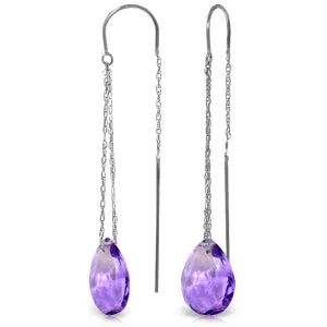 6 Carat 14K Solid White Gold Long Way Home Amethyst Earrings