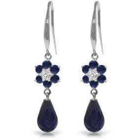 7.61 Carat 14K Solid White Gold Sea Shells Sapphire Diamond Earrings