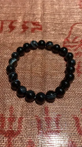 8MM Black Stripe Agate Bead Bracelet