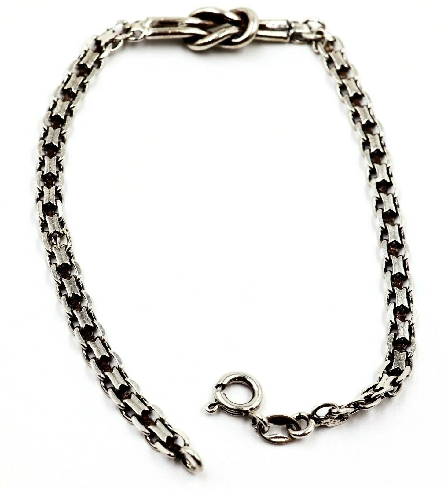 925 Sterling Silver Love Knot & Chain Bracelet