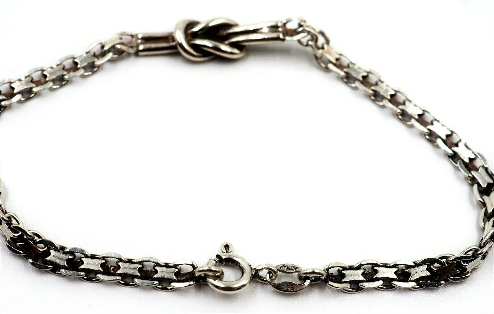 925 Sterling Silver Love Knot & Chain Bracelet