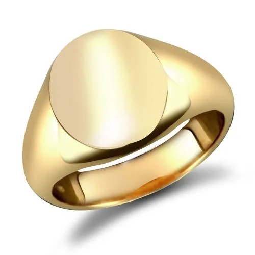 9ct Yellow Gold Oval Shaped Plain Signet Ring 12.0g