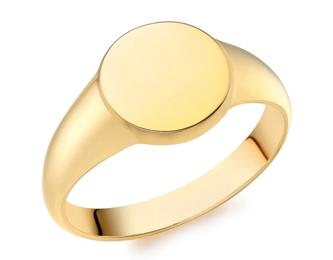 9ct Yellow Gold Plain 9.5mm Round Signet Ring