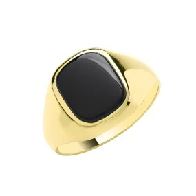 9K Yellow Gold Cushion Onyx Signet Ring