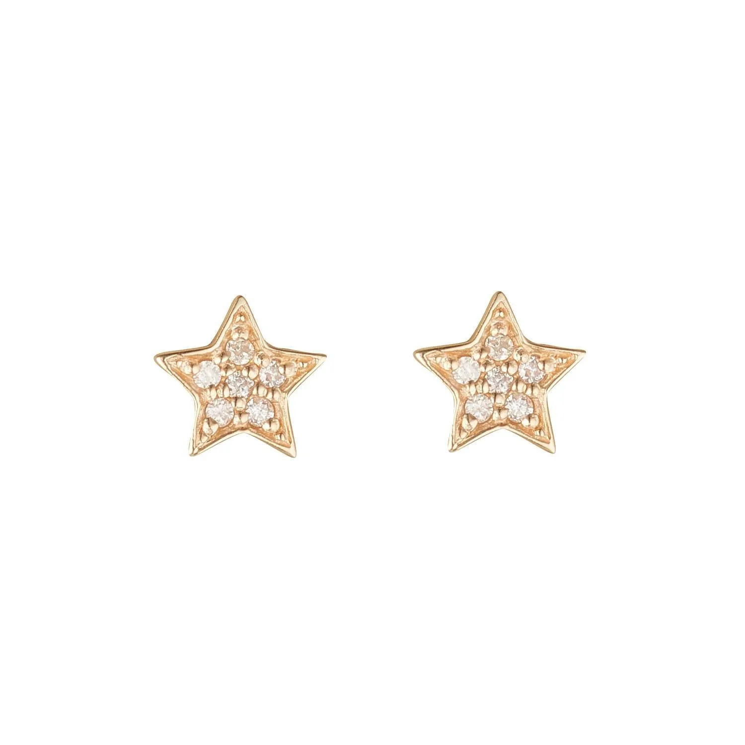 9kt Gold Diamond Star Stud Earrings