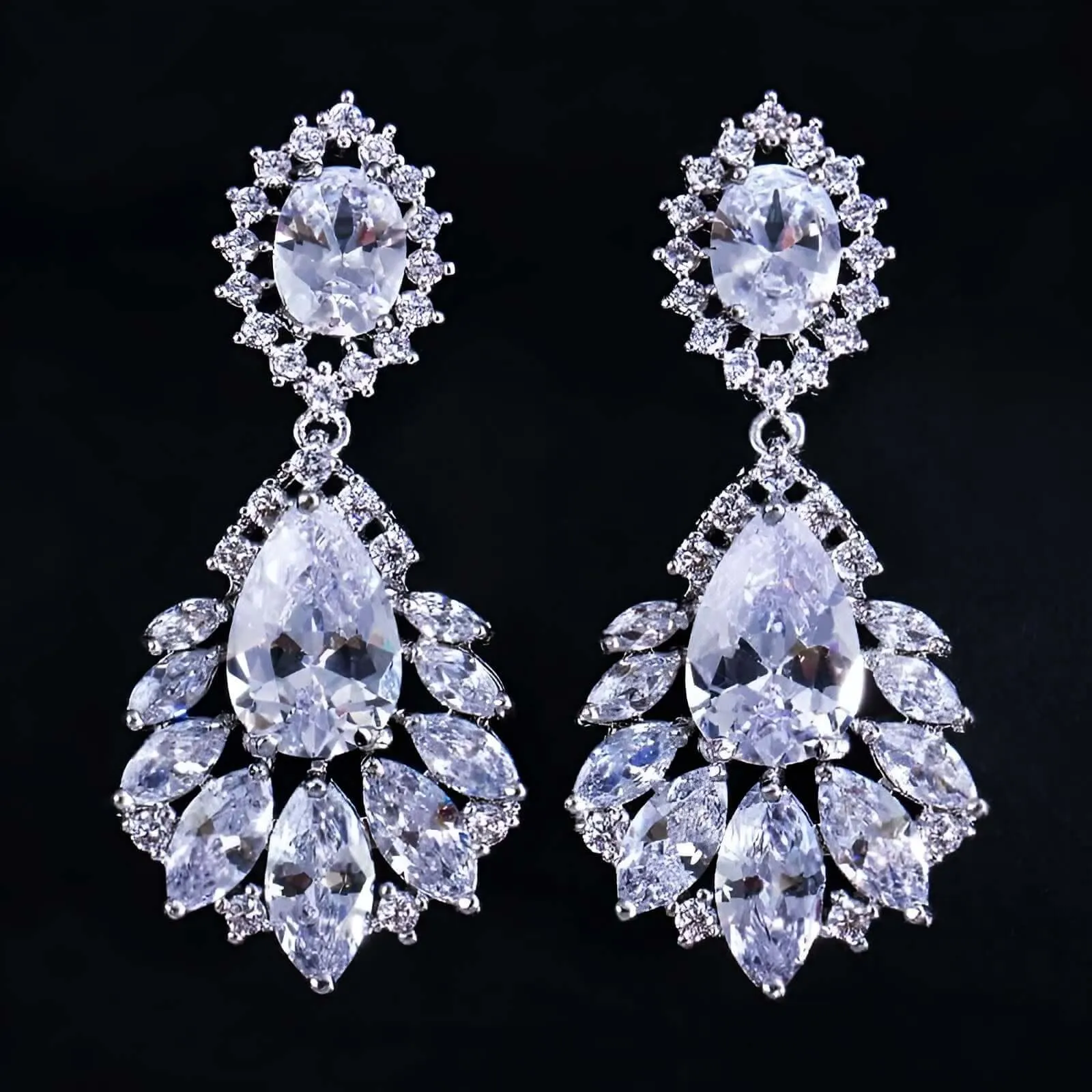 AAA  CZ Elegant Chandelier Drop Earrings