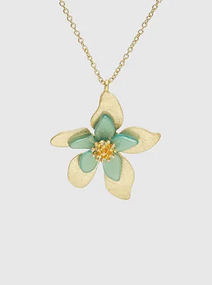 Acetate Metal Floral Flower Pendant Choker Necklace (Three colors)