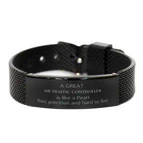 Air Traffic Controller Black Shark Mesh Bracelet - A Rare and Inspirational Gift for Graduation, Christmas, and Veterans Day