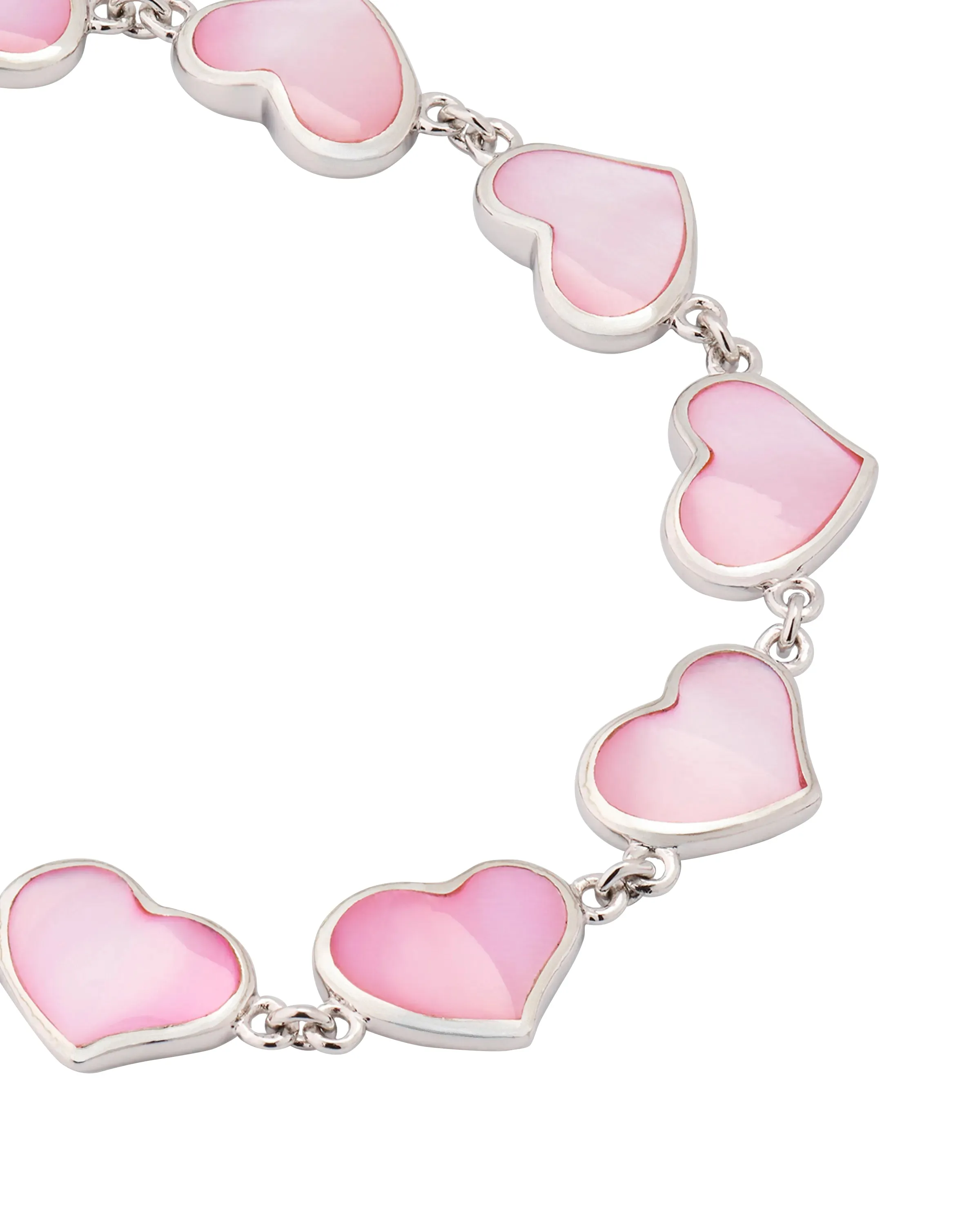 All Around Mother of Pearl Heart Sterling Silver Bracelet