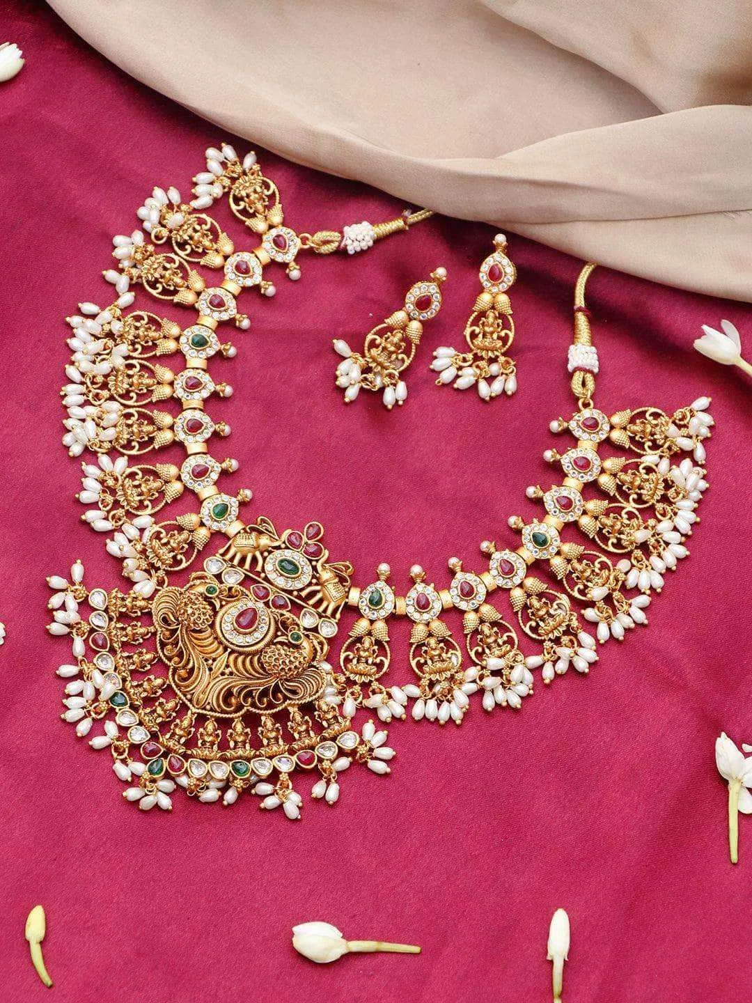 Antique Lakshmi Necklace Temple Jewellery Set