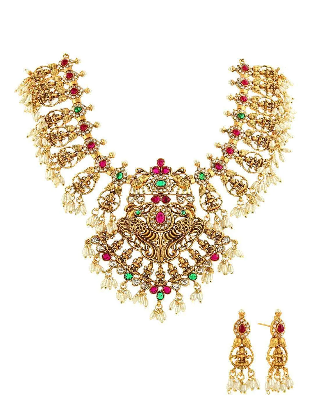 Antique Lakshmi Necklace Temple Jewellery Set