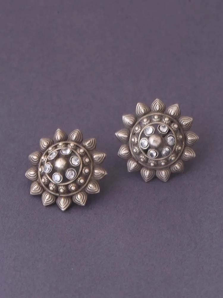 Antique Shaskrita Oxidised Studs