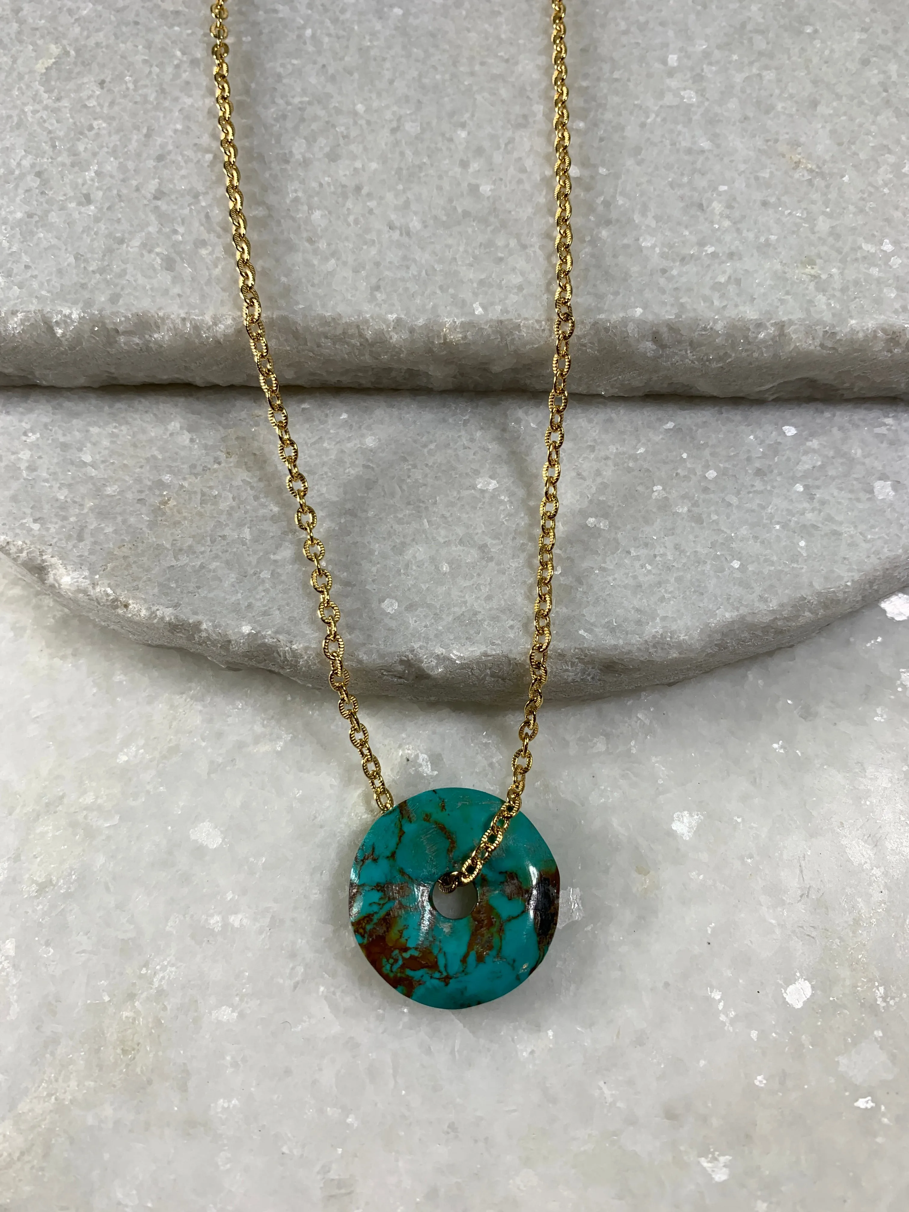 Antique Turquoise Disk Necklace