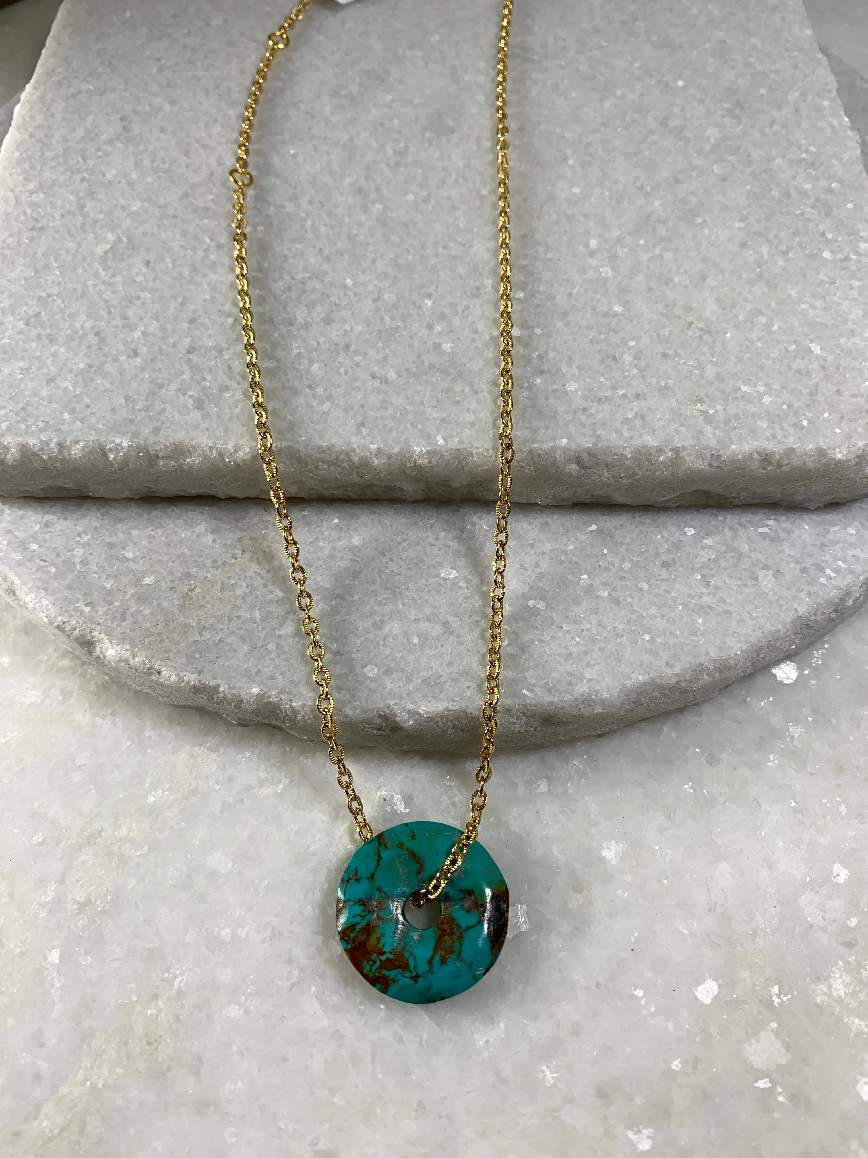 Antique Turquoise Disk Necklace