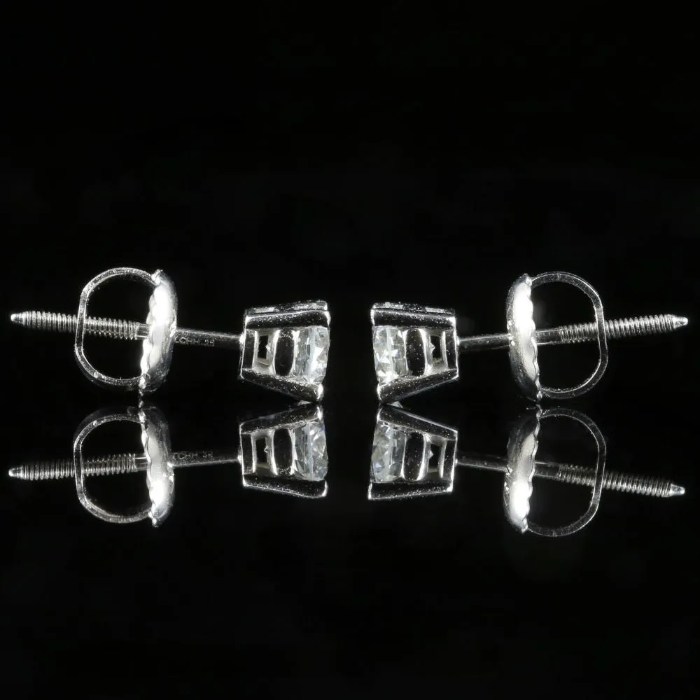 Antique Victorian Diamond Stud Earrings 18Ct White Gold