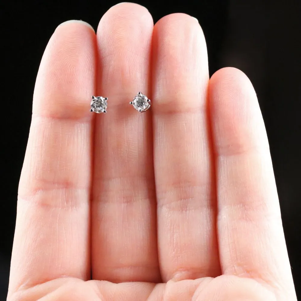 Antique Victorian Diamond Stud Earrings 18Ct White Gold