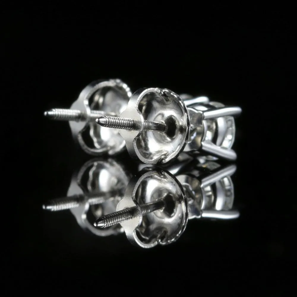 Antique Victorian Diamond Stud Earrings 18Ct White Gold