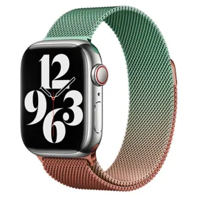 Apple Watch (38/40/SE/41/42mm) Gradient Magnetisk Stål Rem - Orange / Grøn