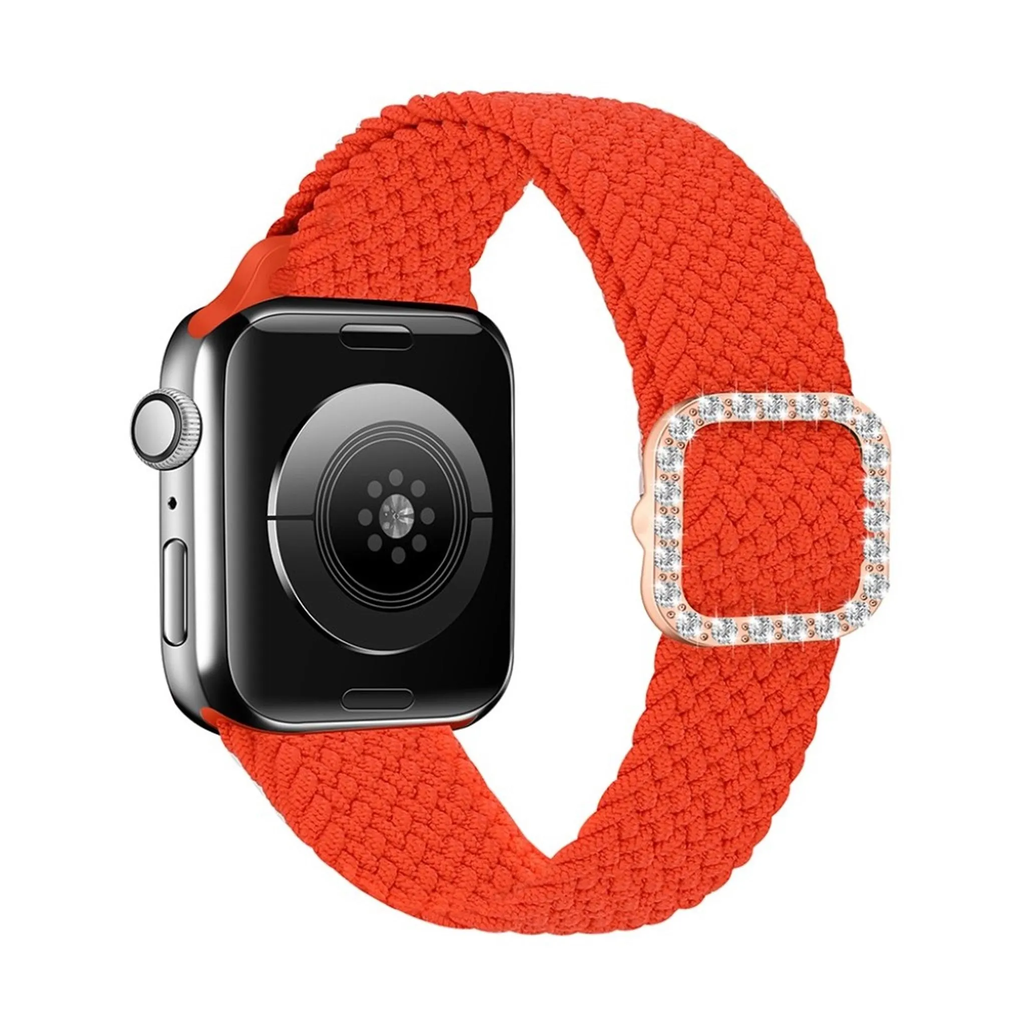 Apple Watch 40mm nylon watch strap in rhinestone buckle - Orange Red