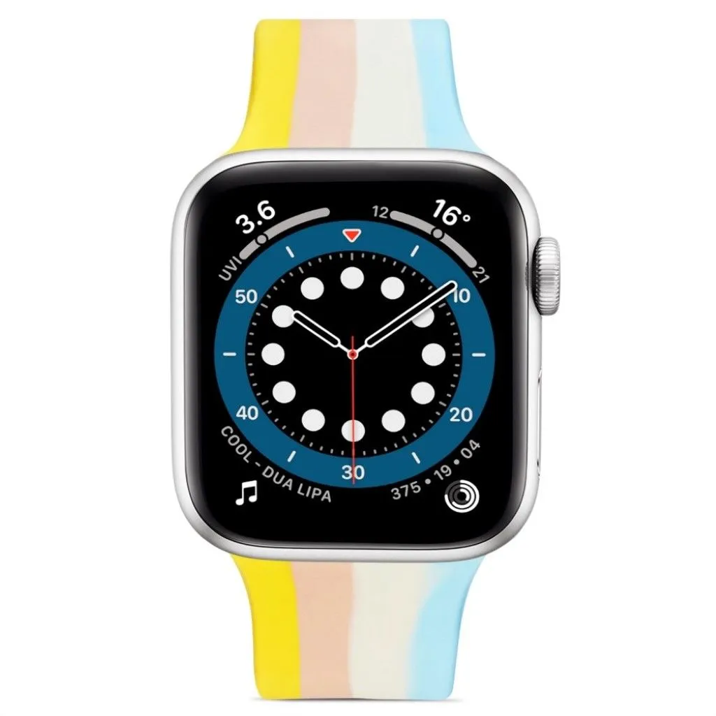 Apple Watch 40mm rainbow stripe silicone watch strap - Yellow