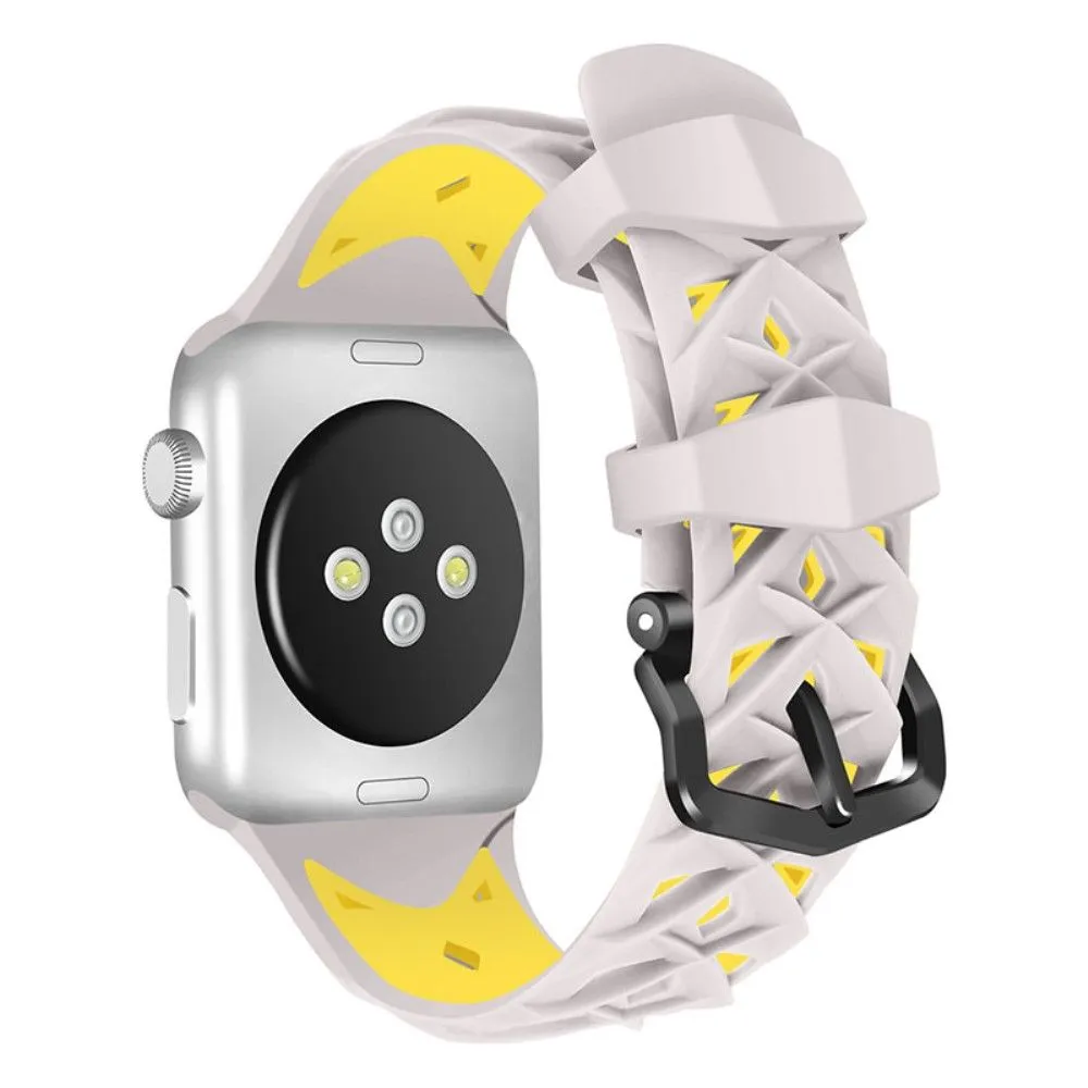 Apple Watch (41mm) dual color rhombus silicone watch strap - Grey / Yellow