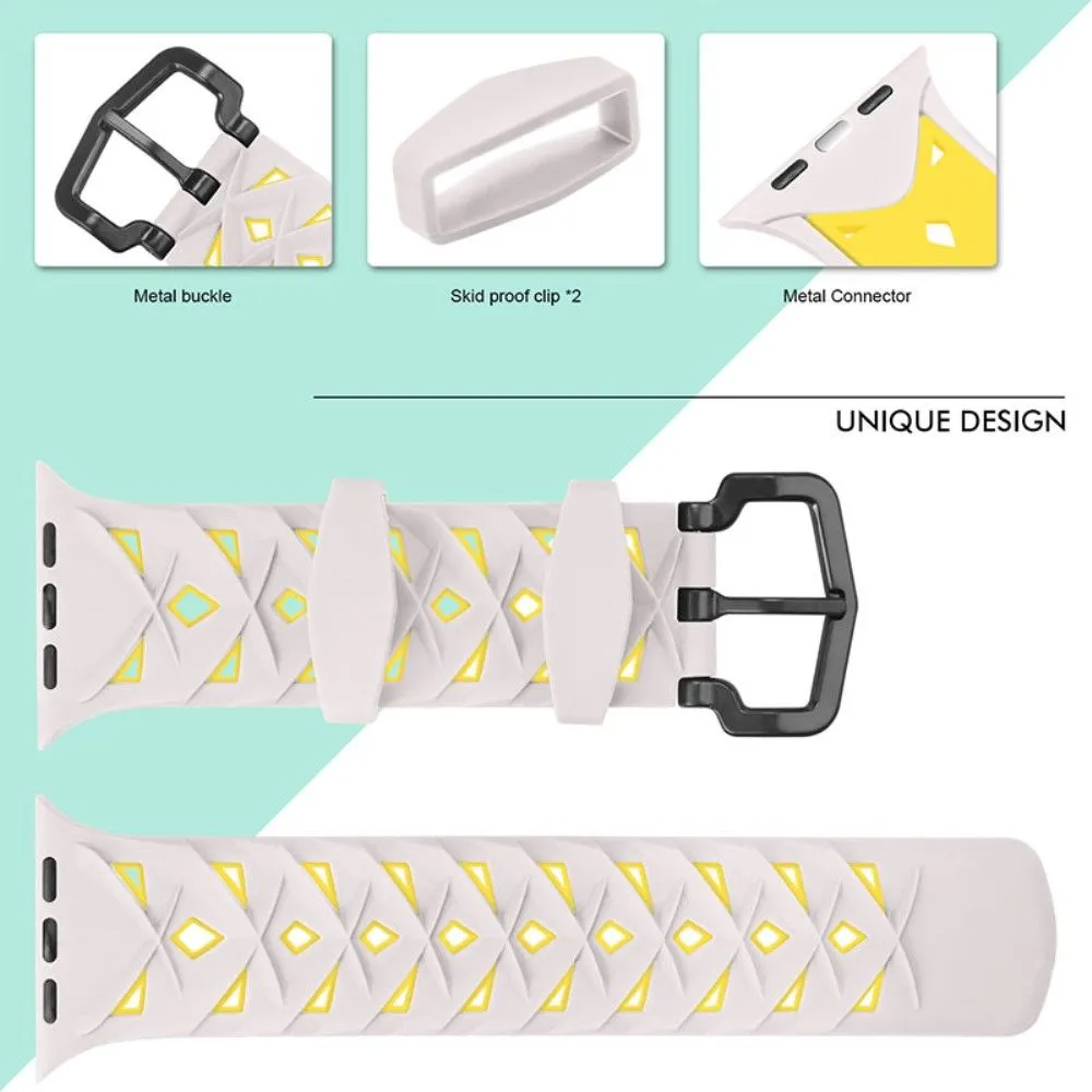 Apple Watch (41mm) dual color rhombus silicone watch strap - Grey / Yellow