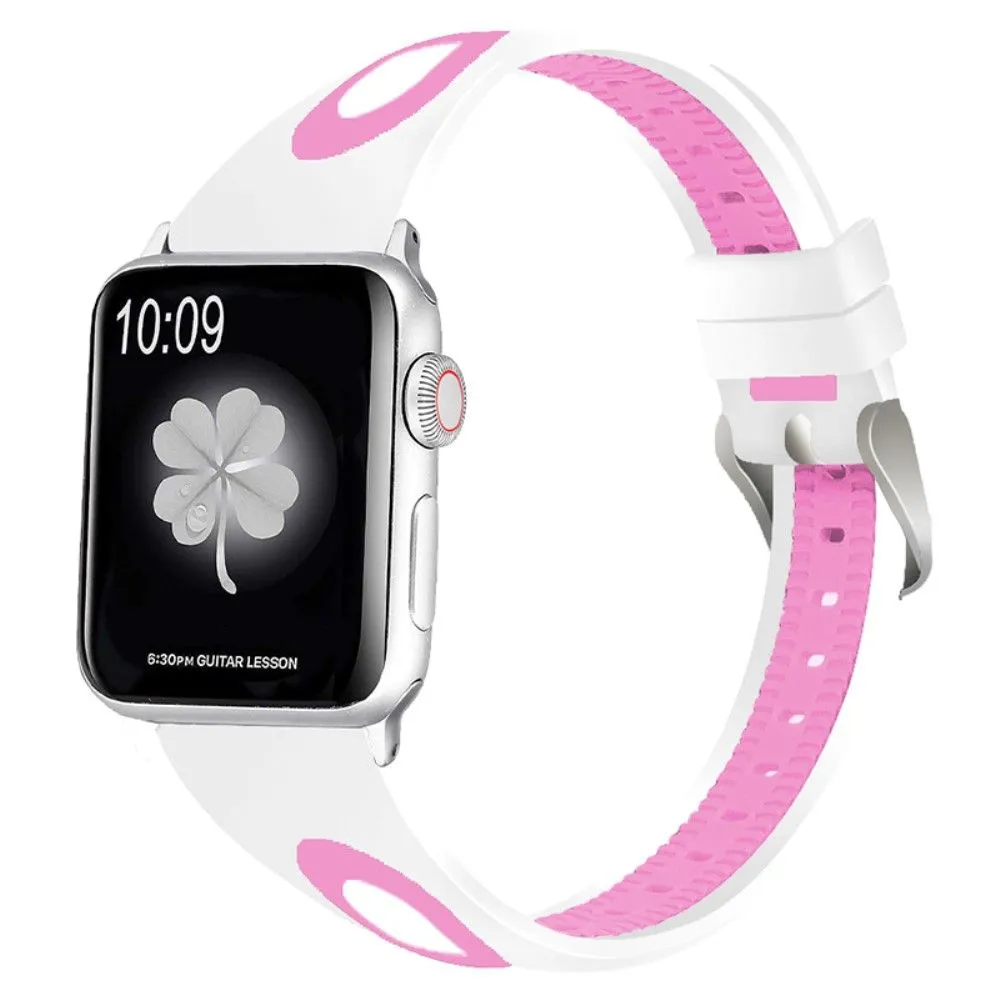 Apple Watch (41mm) sports bi-color silicone watch strap - White / Pink