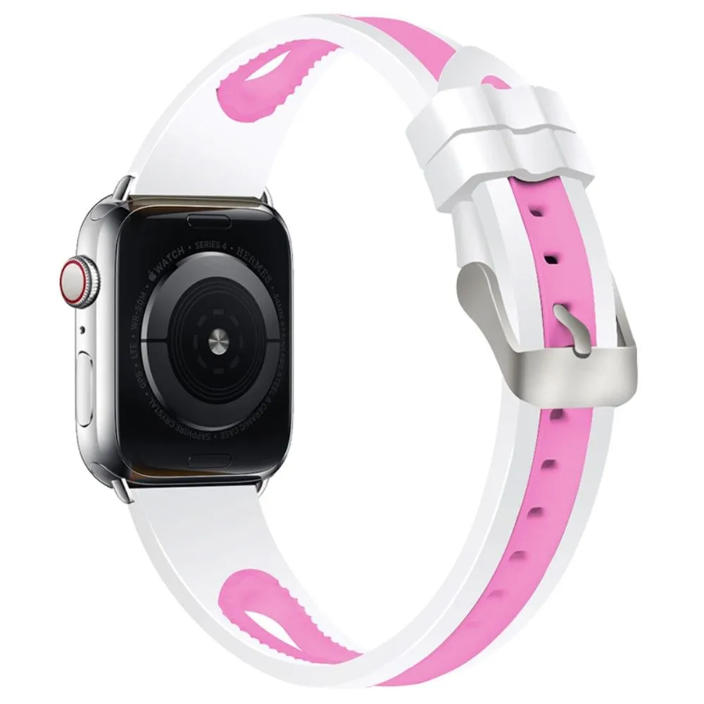 Apple Watch (41mm) sports bi-color silicone watch strap - White / Pink