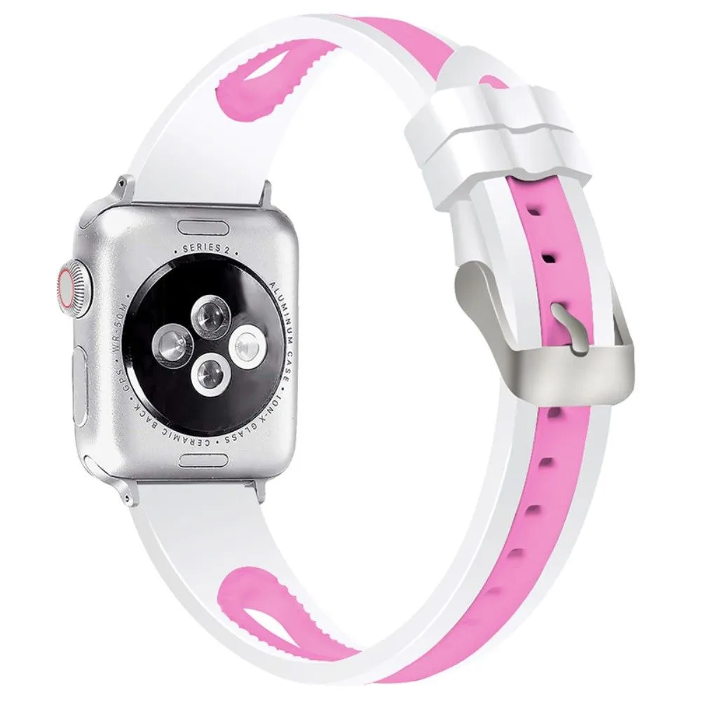 Apple Watch (41mm) sports bi-color silicone watch strap - White / Pink