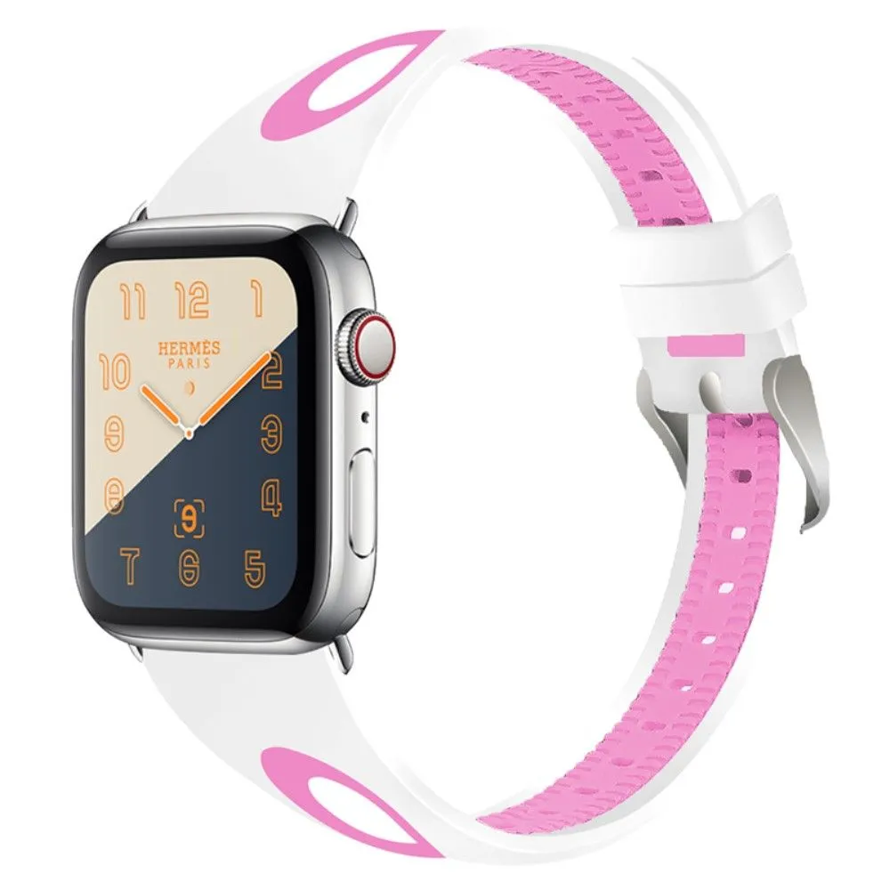 Apple Watch (41mm) sports bi-color silicone watch strap - White / Pink