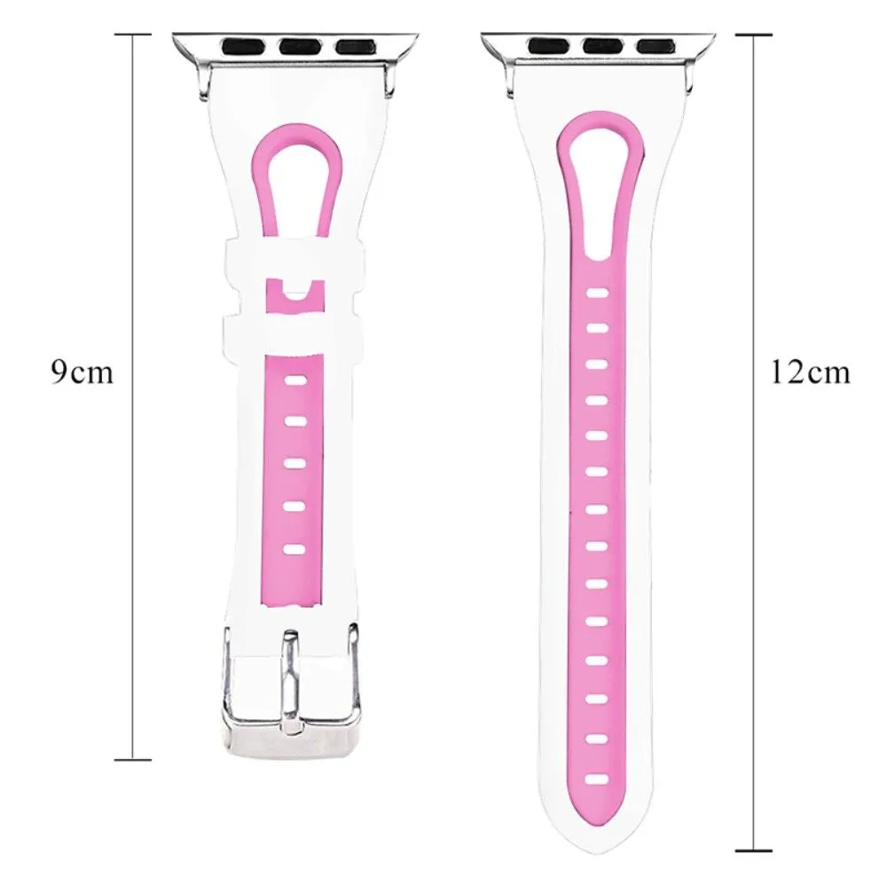 Apple Watch (41mm) sports bi-color silicone watch strap - White / Pink